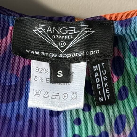 ANGEL APPAREL ZIP-UP HOODED VEST BLACK / RAINBOW ANIMAL PRINT SIZE SMALL - Picture 5 of 8